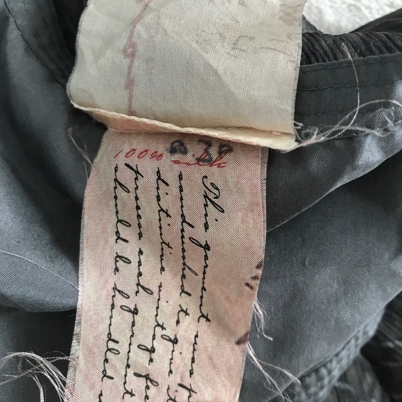 100% Silk Midi A Line Skirt Gray Chiffon Lettuce Hem Side Zip Womens M - Picture 11 of 12